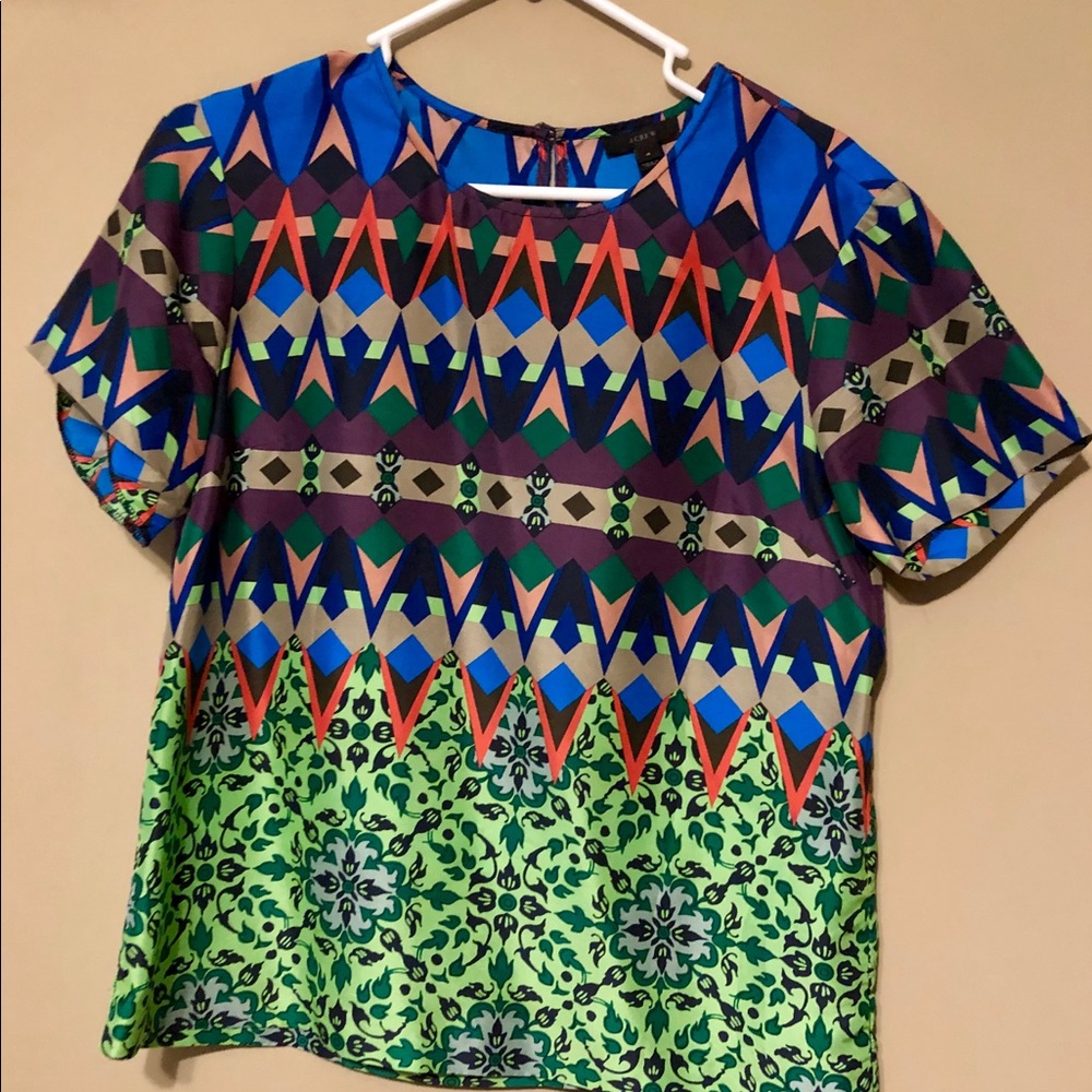 J Crew Silk Patterned Top size 4